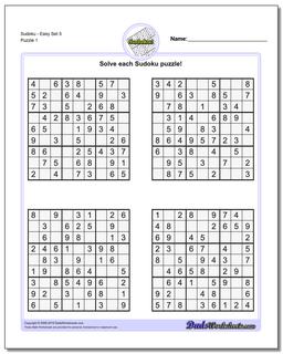 Printable Sudoku PuzzleEasy Set 5