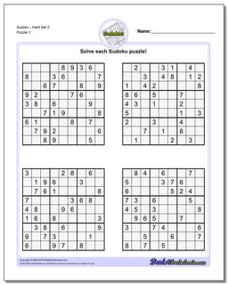 Printable Sudoku PuzzleHard Set 2