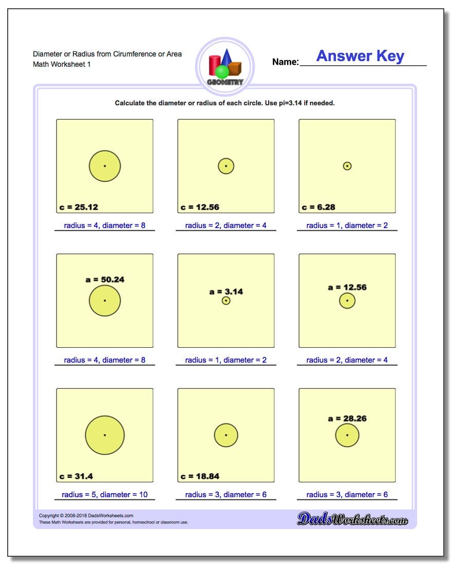 Circles - Diameter and Radius