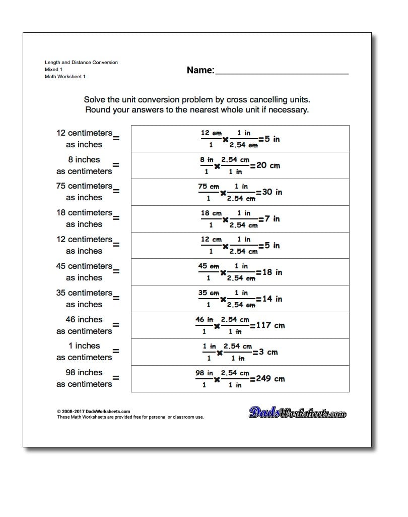 Metric Conversions Worksheet Answers