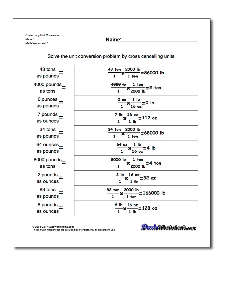 Customary Unit Conversions