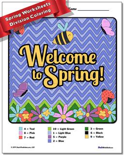 Spring Division Color by Number Worksheet