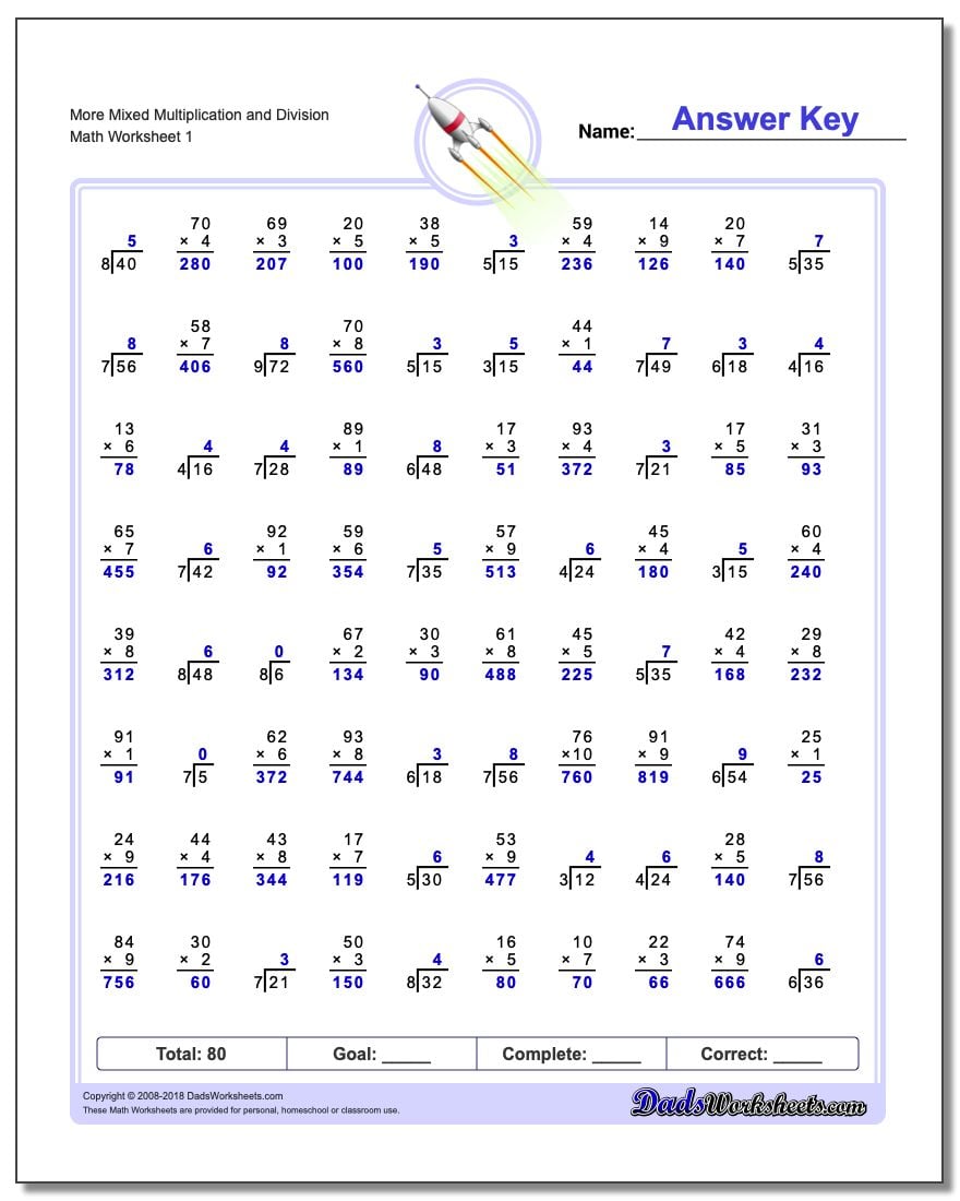 Mixed Multiplication Worksheets