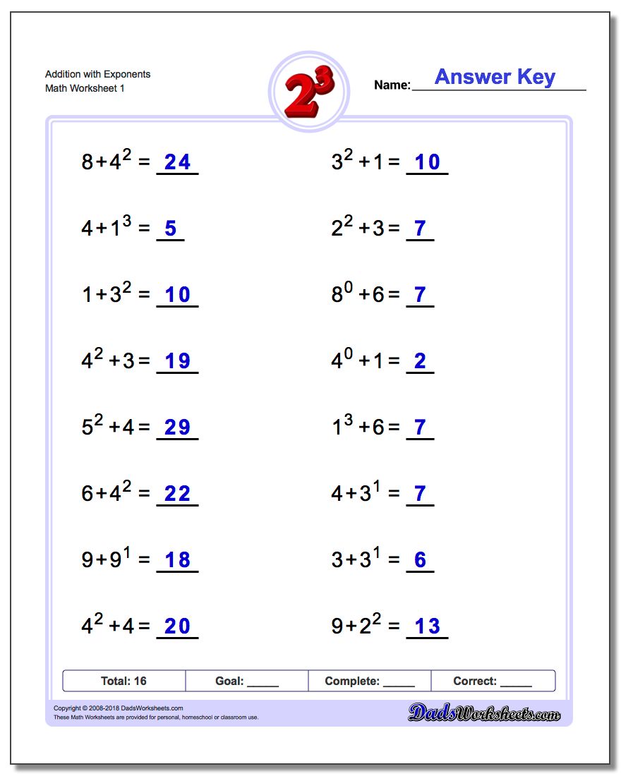 Addition With Exponents