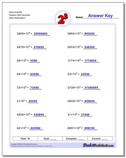 More Scientific Notation With Decimals /worksheets/exponents.html Worksheet