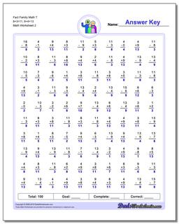 Fact Family Math T 8+3=11, 9+4=13 /worksheets/fact-family-math.html Worksheet