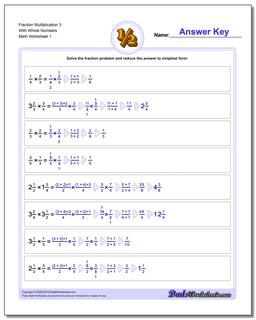 Fraction Worksheet Multiplication Worksheet 3 With Whole Numbers Multiplying Fractions