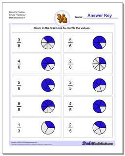 Graphic Fraction Worksheets Draw the Fraction Simple 2