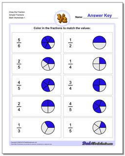 Graphic Fraction Worksheets Draw Simple