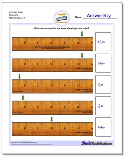 Inches Measurement Worksheet on Ruler Sixteenths