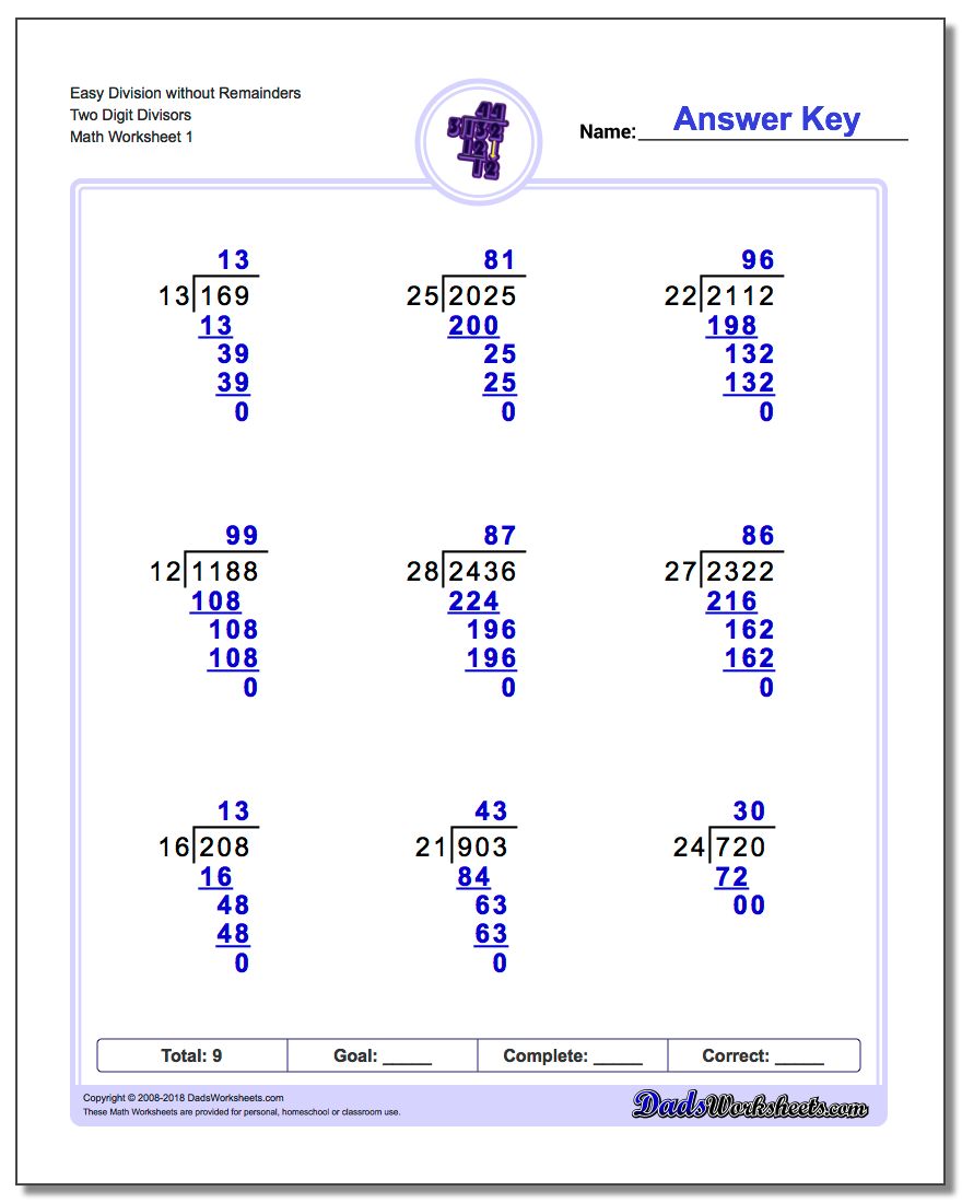  Long Division Worksheets