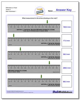 Millimeters on Ruler Tenths 3 Metric Measurement Worksheet
