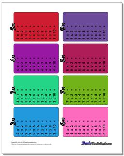 Color Multiplication Table Worksheet