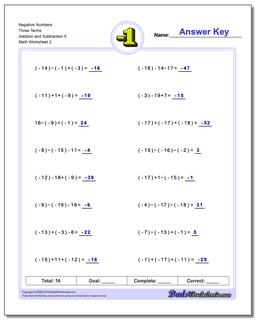 Negative Numbers Three Terms Addition Worksheet and Subtraction Worksheet 5 /worksheets/negative-numbers.html
