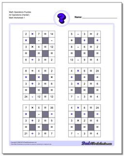 Number Grid Puzzle Math Operations All Operations (Harder)