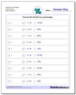 Fraction Worksheets to Percentages Small Fractions