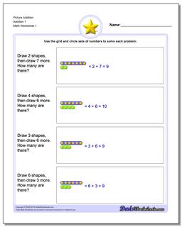 Picture Math Addition Worksheet 1