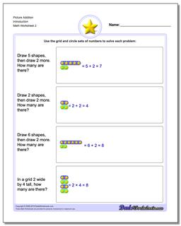 Picture Addition Worksheet Introduction /worksheets/picture-math-addition.html