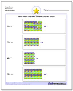 Picture Math Division Worksheet Random Grid 4