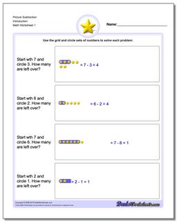 Picture Math Subtraction Worksheet Word Problems Worksheet