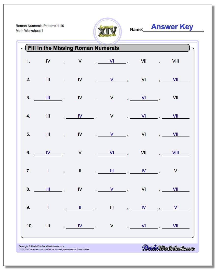 roman-numerals-worksheet