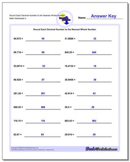 Round Each Decimal Number to the Nearest Whole Number /worksheets/rounding-numbers.html Worksheet