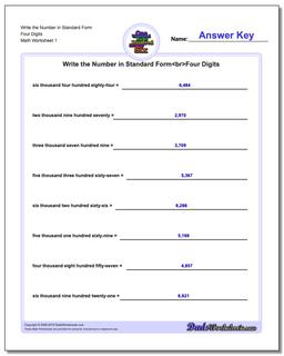 Standard, Expanded and Word Form Worksheet Write the Number in Four Digits