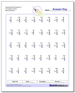 Spaceship Math Subtraction Worksheet Z All Problems Worksheet Practice