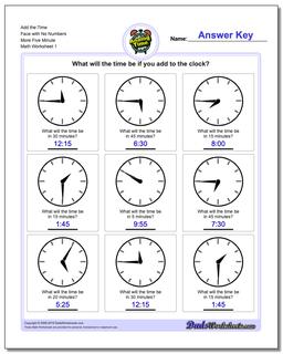Telling Analog Time Add the Face with No Numbers More Five Minute Worksheet