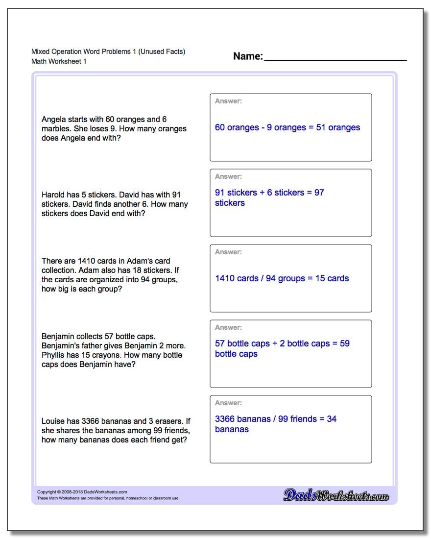 Keywords in math word problems