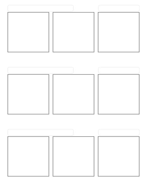 Comic strip template printables in PDF format for manga, newspaper or other styles. Panel 3 panel, 4 panel, 5 panel and more layouts in various styles, including with speech bubbles. 3 Panel Triple With Title