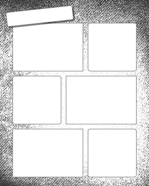 Comic strip template printables in PDF format for manga, newspaper or other styles. Panel 3 panel, 4 panel, 5 panel and more layouts in various styles, including with speech bubbles. Background Grunge 6 Panel