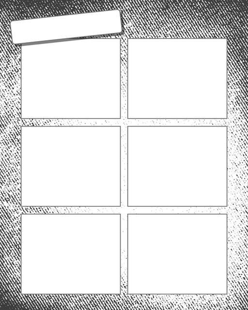 Comic strip template printables in PDF format for manga, newspaper or other styles. Panel 3 panel, 4 panel, 5 panel and more layouts in various styles, including with speech bubbles. Background Grunge 6 Panel V2