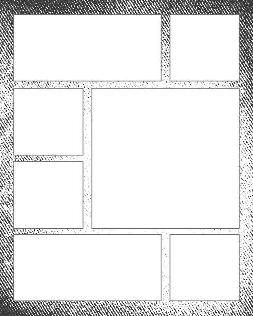 Comic strip template printables in PDF format for manga, newspaper or other styles. Panel 3 panel, 4 panel, 5 panel and more layouts in various styles, including with speech bubbles. Background Grunge 7 Panel