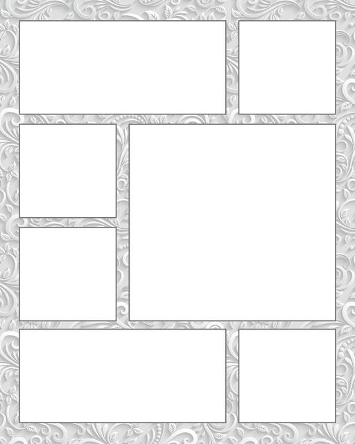 Comic strip template printables in PDF format for manga, newspaper or other styles. Panel 3 panel, 4 panel, 5 panel and more layouts in various styles, including with speech bubbles. Background Ornate 7 Panel