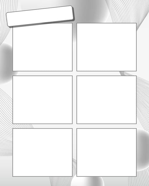 Comic strip template printables in PDF format for manga, newspaper or other styles. Panel 3 panel, 4 panel, 5 panel and more layouts in various styles, including with speech bubbles. Background Swirl 6 Panel V2