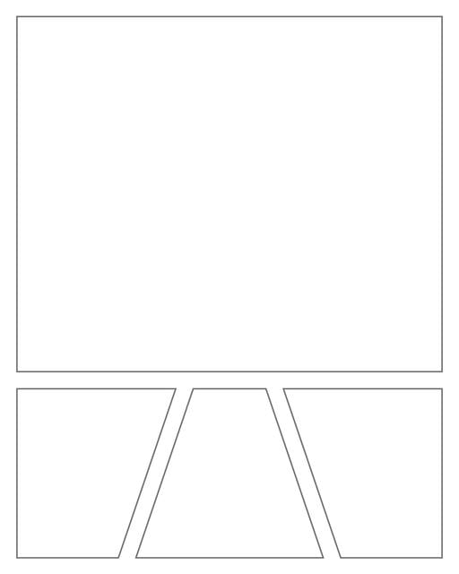 Comic strip template printables in PDF format for manga, newspaper or other styles. Panel 3 panel, 4 panel, 5 panel and more layouts in various styles, including with speech bubbles. Geometric Panels 4 Panels V2