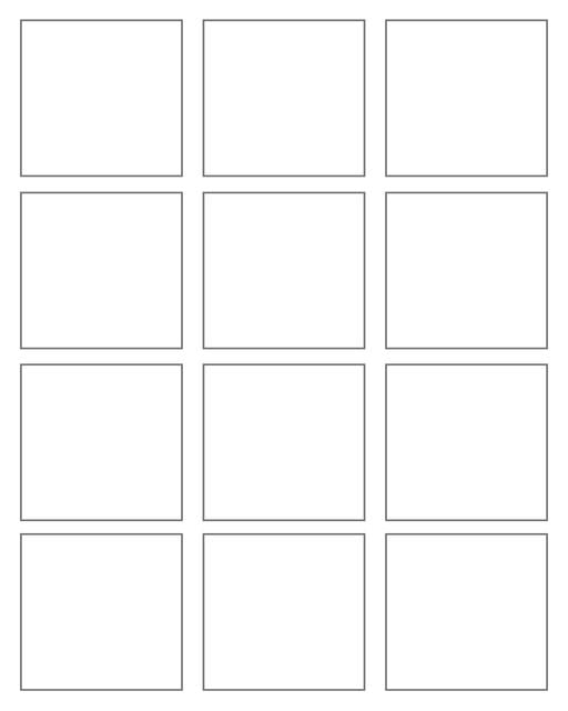 Comic strip template printables in PDF format for manga, newspaper or other styles. Panel 3 panel, 4 panel, 5 panel and more layouts in various styles, including with speech bubbles. Rectangle Panels 12 Panel