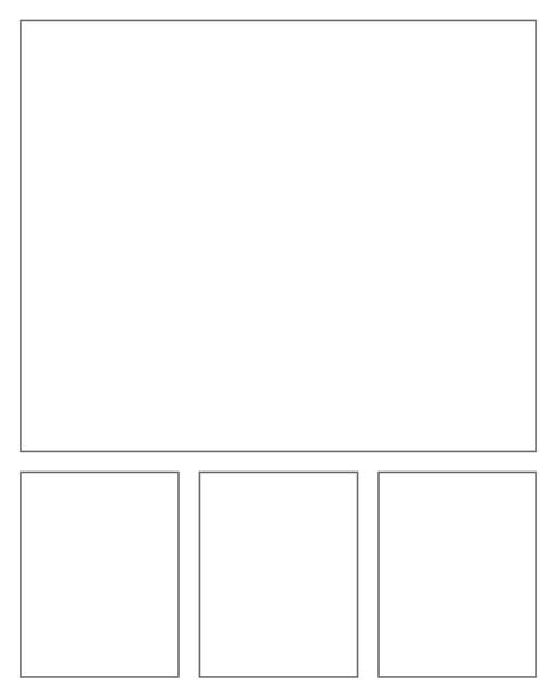 Comic strip template printables in PDF format for manga, newspaper or other styles. Panel 3 panel, 4 panel, 5 panel and more layouts in various styles, including with speech bubbles. Rectangle Panels 4 Panel