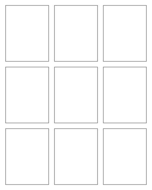 Comic strip template printables in PDF format for manga, newspaper or other styles. Panel 3 panel, 4 panel, 5 panel and more layouts in various styles, including with speech bubbles. Rectangle Panels 9 Panel