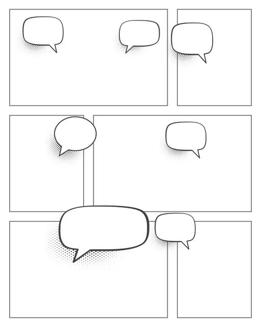 Comic strip template printables in PDF format for manga, newspaper or other styles. Panel 3 panel, 4 panel, 5 panel and more layouts in various styles, including with speech bubbles. Speech Bubbles 6 Panel V2