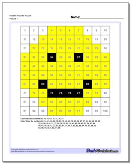 Hidden Pictures Puzzle Hundreds Chart
