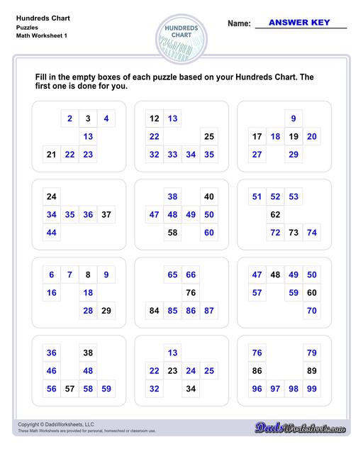 Hundreds charts and worksheets for basic number sense, skipping counting and more! If you