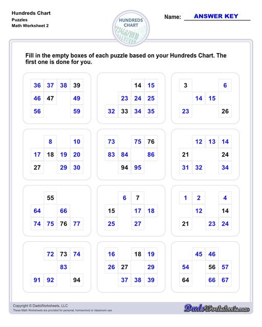 Hundreds charts and worksheets for basic number sense, skipping counting and more! If you