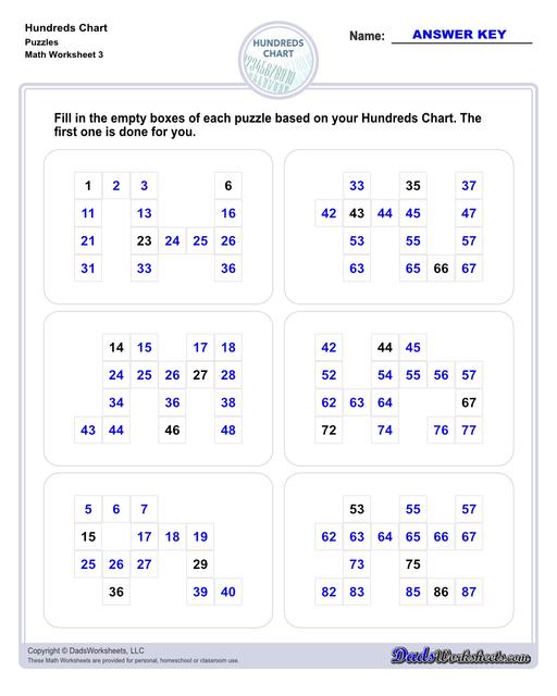 Hundreds charts and worksheets for basic number sense, skipping counting and more! If you