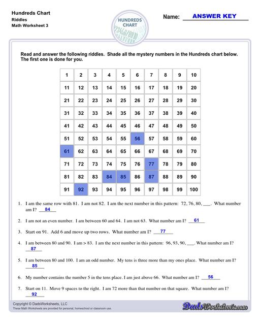 Hundreds charts and worksheets for basic number sense, skipping counting and more! If you