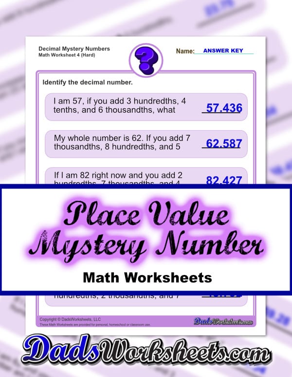 Decimal Place Value Mystery Puzzles