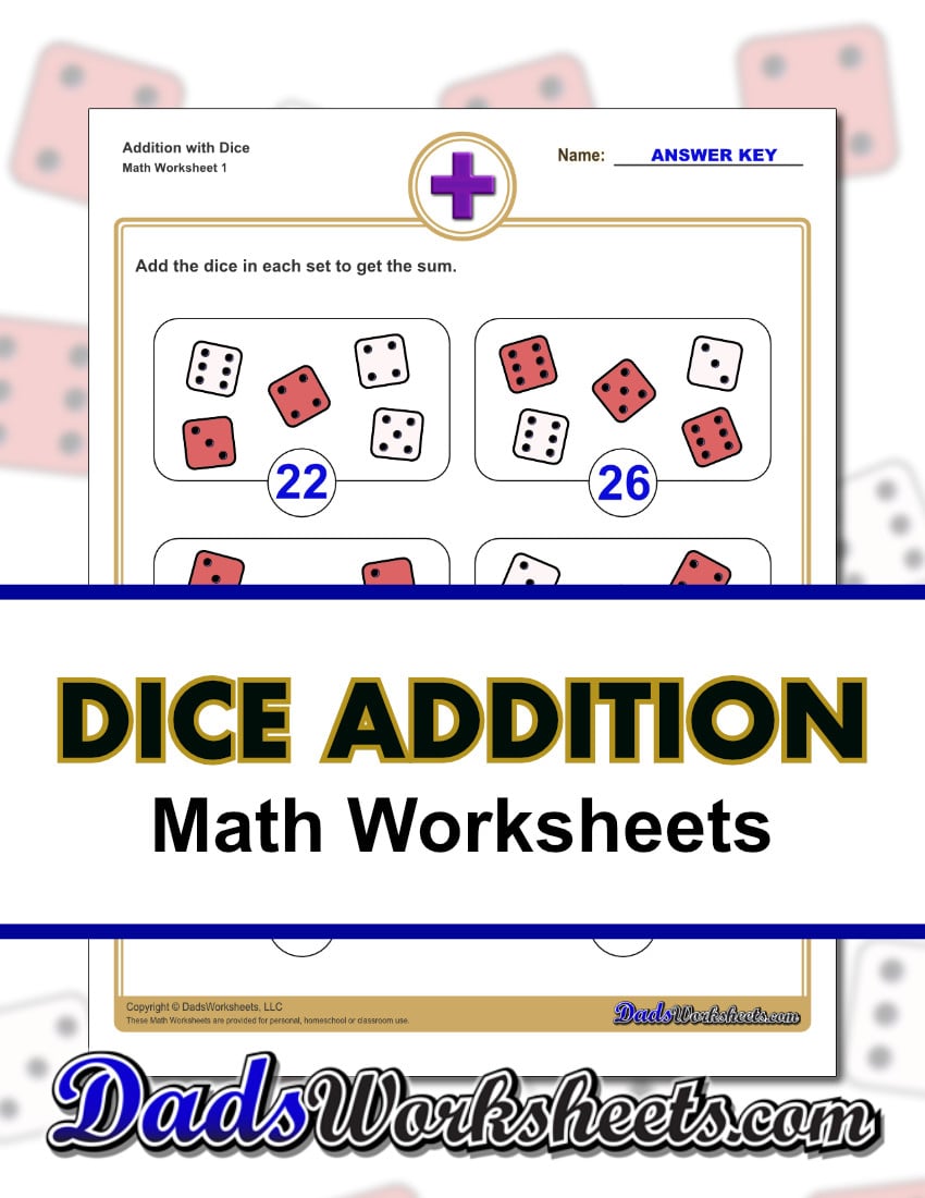 Addition Dice Worksheets