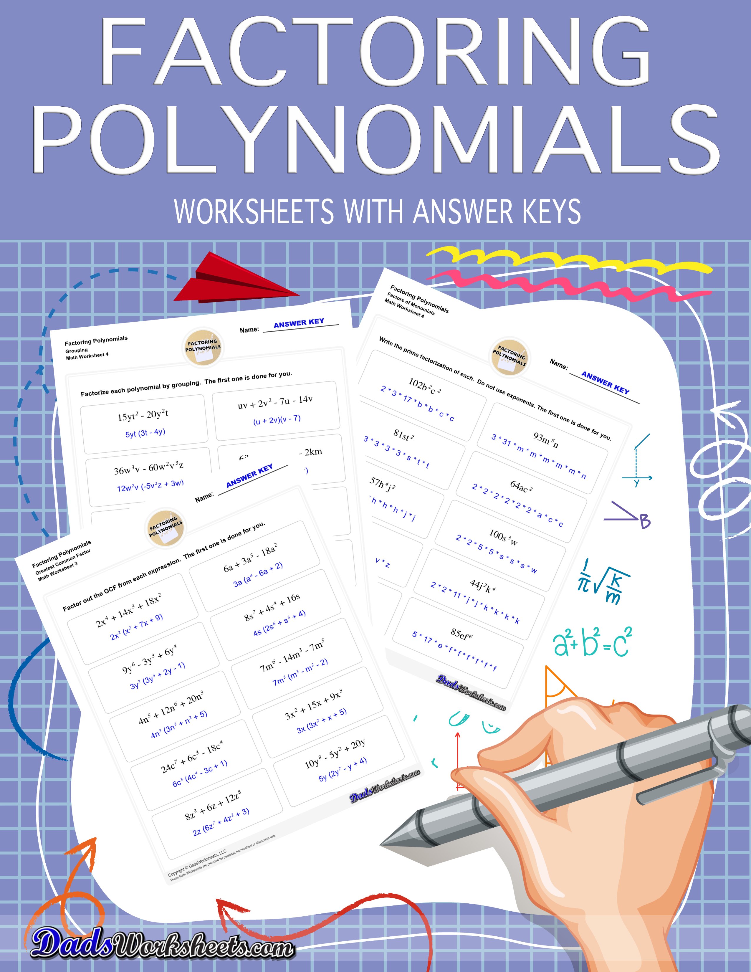 Factoring Polynomials Worksheets