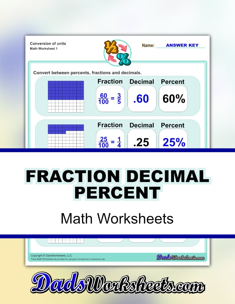 Fraction Decimal Percent Worksheets